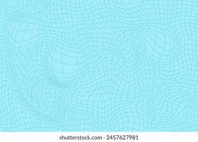 Blue retro psychedelic checkerboard pattern. Groovy funky textures. Stock vector illustration in flat style.