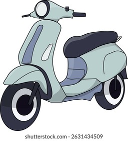 blue retro scooter vector art illustration