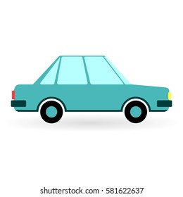 Blue retro sedan car. Vector illustration.