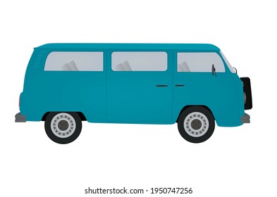 Blue retro van. vector illustration