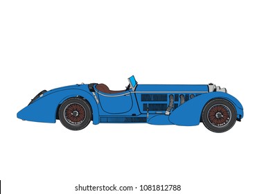 blue retro vector car