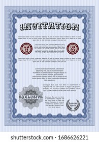 Blue Retro vintage invitation. With background. Customizable, Easy to edit and change colors. Lovely design. 