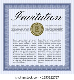 Blue Retro vintage invitation. Beauty design. With guilloche pattern. Detailed. 