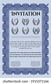Blue Retro vintage invitation. Beauty design. With quality background. Customizable, Easy to edit and change colors. 