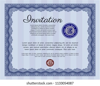 Blue Retro vintage invitation. Complex background. Vector illustration. Retro design. 