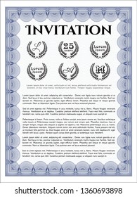 Blue Retro vintage invitation. Complex background. Excellent design. Vector illustration. 