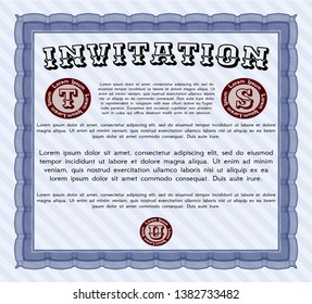 Blue Retro vintage invitation. With complex background. Customizable, Easy to edit and change colors. Perfect design. 