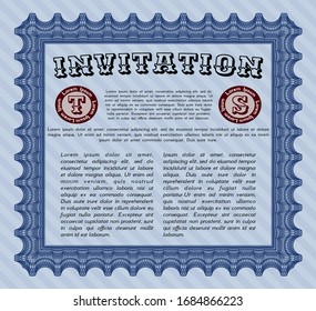 Blue Retro vintage invitation. With complex background. Customizable, Easy to edit and change colors. Superior design. 