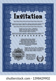 Blue Retro vintage invitation. Customizable, Easy to edit and change colors. With background. Artistry design. 