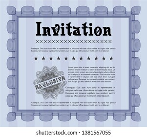 Blue Retro vintage invitation. Detailed. With background. Modern design. 