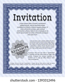 Blue Retro vintage invitation. Elegant design. With complex background. Customizable, Easy to edit and change colors. 