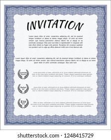 Blue Retro vintage invitation. Excellent design. Complex background. Vector illustration. 