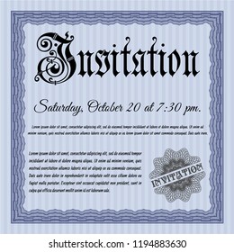 Blue Retro vintage invitation. Good design. Vector illustration. With complex background. 