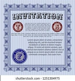 Blue Retro vintage invitation. With linear background. Nice design. Customizable, Easy to edit and change colors. 