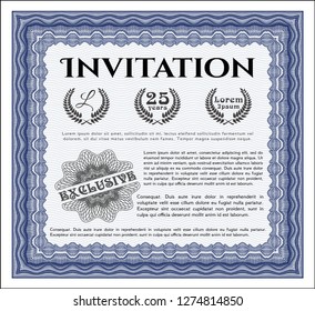 Blue Retro vintage invitation. Money Pattern design. Complex background. Customizable, Easy to edit and change colors. 