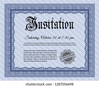 Blue Retro vintage invitation. Money Pattern. Detailed. With quality background. 