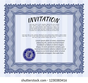 Blue Retro vintage invitation. Nice design. Customizable, Easy to edit and change colors. Printer friendly. 