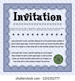 Blue Retro vintage invitation. Nice design. With complex background. Vector illustration. 