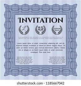 Blue Retro vintage invitation. Sophisticated design. Complex background. Vector illustration. 