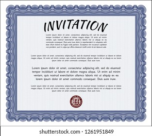 Blue Retro vintage invitation. Superior design. With quality background. Customizable, Easy to edit and change colors. 