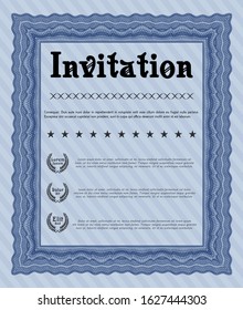 Blue Retro vintage invitation. Superior design. Detailed. With quality background. 