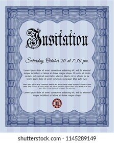 Blue Retro vintage invitation. Vector illustration. Complex background. Retro design. 