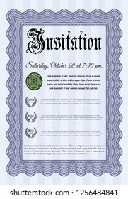 Blue Retro vintage invitation. Vector illustration. With background. Retro design. 