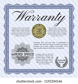 Blue Retro vintage Warranty Certificate. Retro design. Customizable, Easy to edit and change colors. With linear background. 