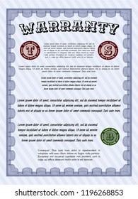 Blue Retro vintage Warranty Certificate. Customizable, Easy to edit and change colors. Printer friendly. Good design. 