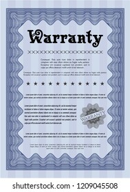 Blue Retro vintage Warranty Certificate. Easy to print. Detailed. Lovely design. 