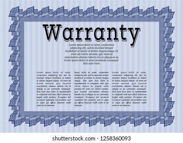 Blue Retro vintage Warranty Certificate. Retro design. Detailed. With quality background. 