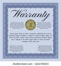 Blue Retro vintage Warranty Certificate. Good design. With great quality guilloche pattern. Customizable, Easy to edit and change colors. 