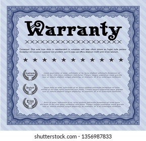 Blue Retro vintage Warranty Certificate. Customizable, Easy to edit and change colors. With complex linear background. Money style design. 