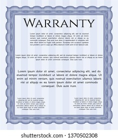 Blue Retro vintage Warranty Certificate. Beauty design. With complex linear background. Customizable, Easy to edit and change colors. 