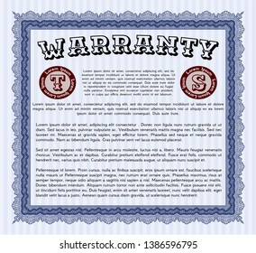 Blue Retro vintage Warranty Certificate. Customizable, Easy to edit and change colors. Easy to print. Cordial design. 