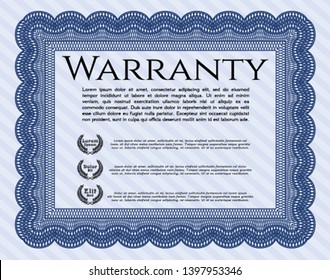 Blue Retro vintage Warranty Certificate. Retro design. Detailed. With quality background. 