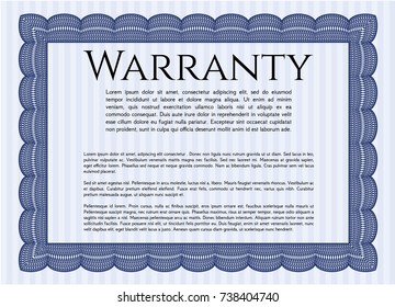 Blue Retro vintage Warranty Certificate. Detailed. Printer friendly. Money Pattern. 