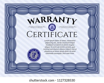Blue Retro Warranty Certificate template. Printer friendly. Perfect design. Customizable, Easy to edit and change colors. 