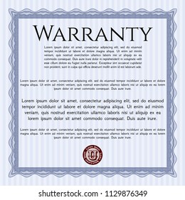 Blue Retro Warranty Certificate template. Customizable, Easy to edit and change colors. With complex background. Lovely design. 
