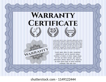 Blue Retro Warranty Certificate template. Good design. Customizable, Easy to edit and change colors. Easy to print. 