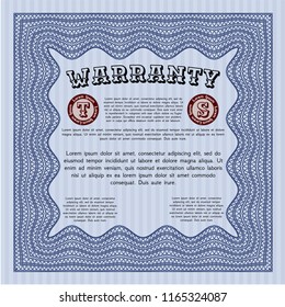 Blue Retro Warranty Certificate template. Money design. Easy to print. Vector illustration. 