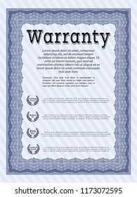 Blue Retro Warranty Certificate template. Elegant design. With guilloche pattern and background. Detailed. 