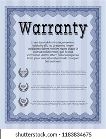 Blue Retro Warranty Certificate template. Elegant design. Customizable, Easy to edit and change colors. With guilloche pattern. 