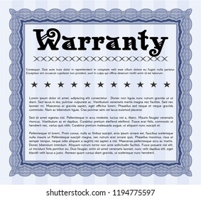 Blue Retro Warranty Certificate template. Printer friendly. Superior design. Vector illustration. 