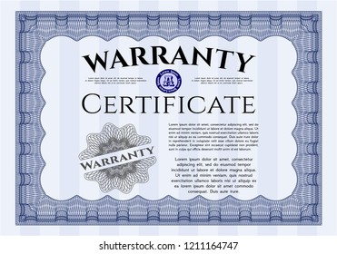 Blue Retro Warranty Certificate template. Superior design. With background. Customizable, Easy to edit and change colors. 