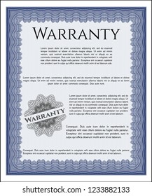 Blue Retro Warranty Certificate template. Beauty design. Customizable, Easy to edit and change colors. With linear background. 
