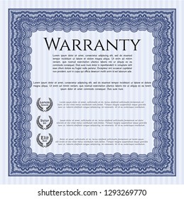 Blue Retro Warranty Certificate template. Printer friendly. Detailed. Excellent design. 