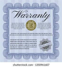 Blue Retro Warranty Certificate template. Cordial design. Easy to print. Customizable, Easy to edit and change colors. 