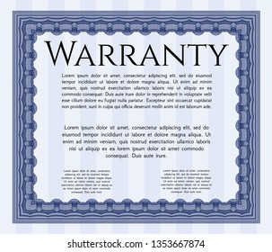 Blue Retro Warranty Certificate template. Customizable, Easy to edit and change colors. Printer friendly. Cordial design. 