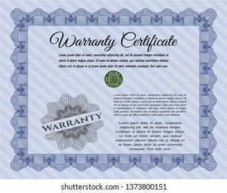 Blue Retro Warranty Certificate template. Easy to print. Detailed. Excellent design. 